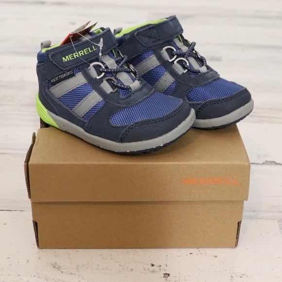 Merrell unisex child Bare Steps Ridge Hiking Boot, Navy/Green, 5 Toddler/Walker - Picture 1 of 9